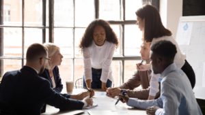 Diverse group of professionals in a meeting
