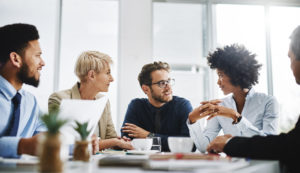 Diverse group of professionals in a meeting